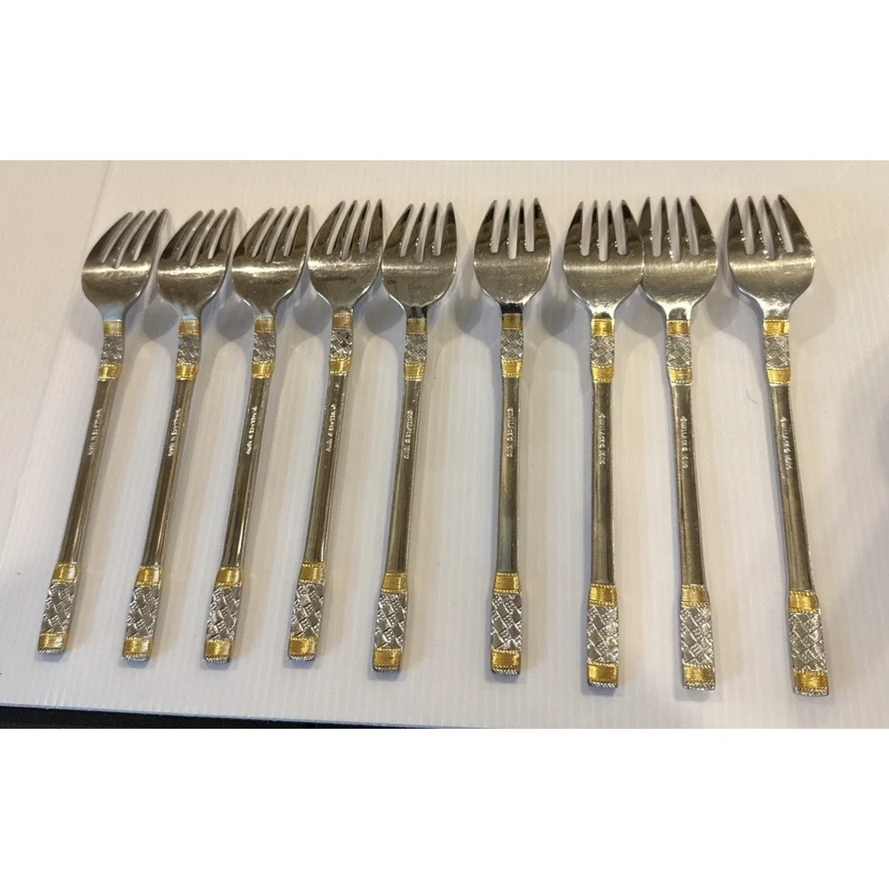 Wallace Golden Corsica Salad Forks Fork Set Of 9 Stainless 18/10 Flatware 7 1/4